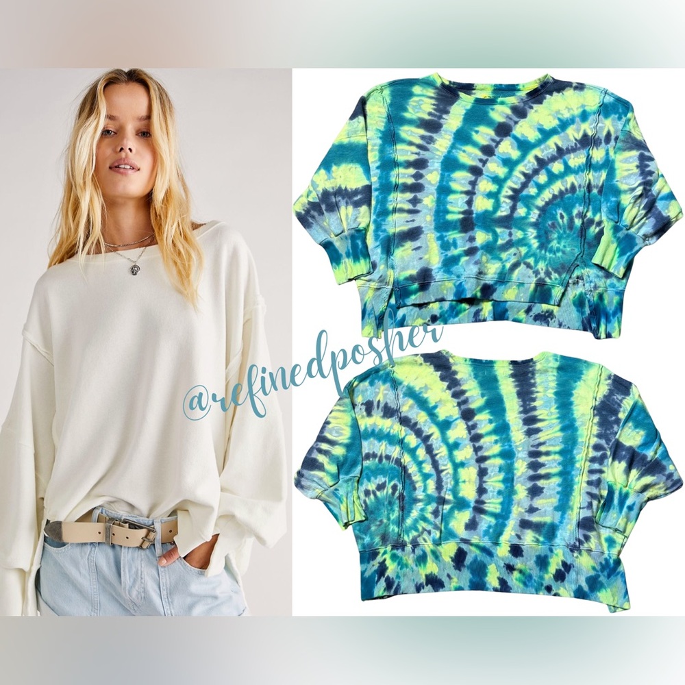 Free People We the Free Camden Sweater size Large NEW White Tie Dye